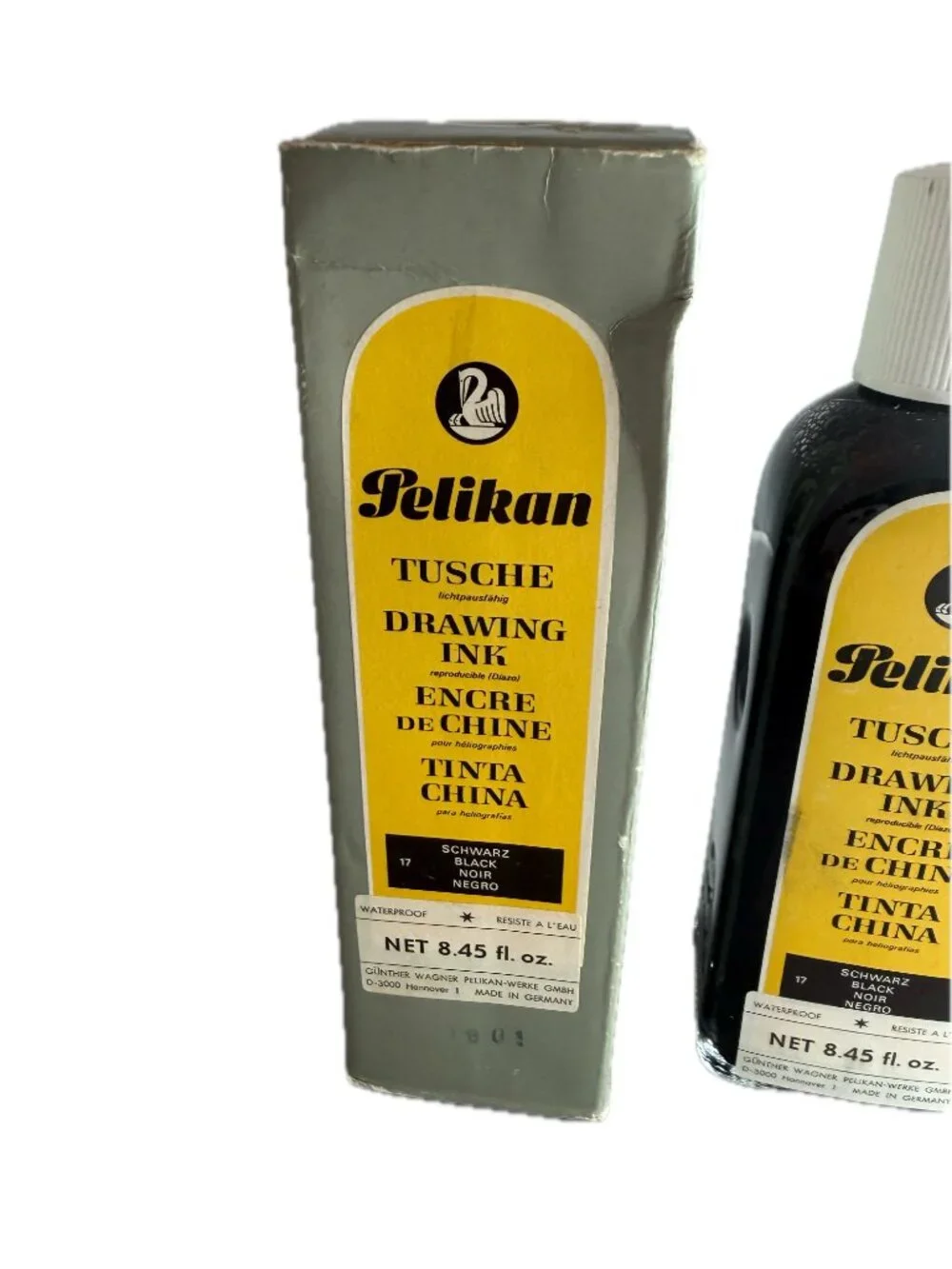 Gunther Wagner Black Drawing Ink Bottle Vintage German Tusche Ink Illustration